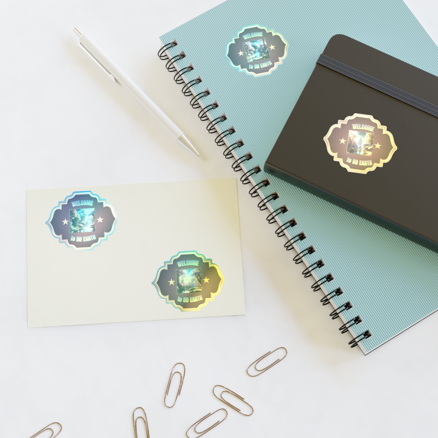 Vinyl 5D Earth Sticker Sheets (6x4) - Colorful Vibrant Scenes of 5D Earth in Crystal Ascension, Idyllic Utopian Landscapes & Scenic Views of Nature & Purified Planet by Divine Arts