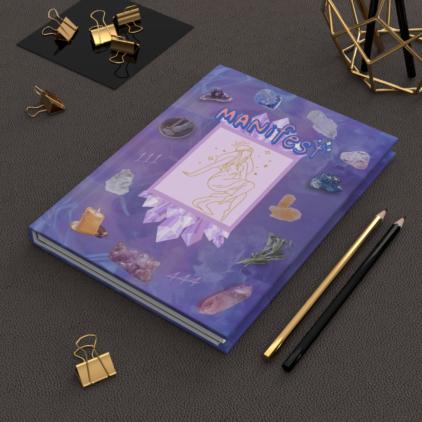 Manifest Journal โ Purple Crystal Hardcover Notebook for Gratitude & Intention Setting by Divine Arts