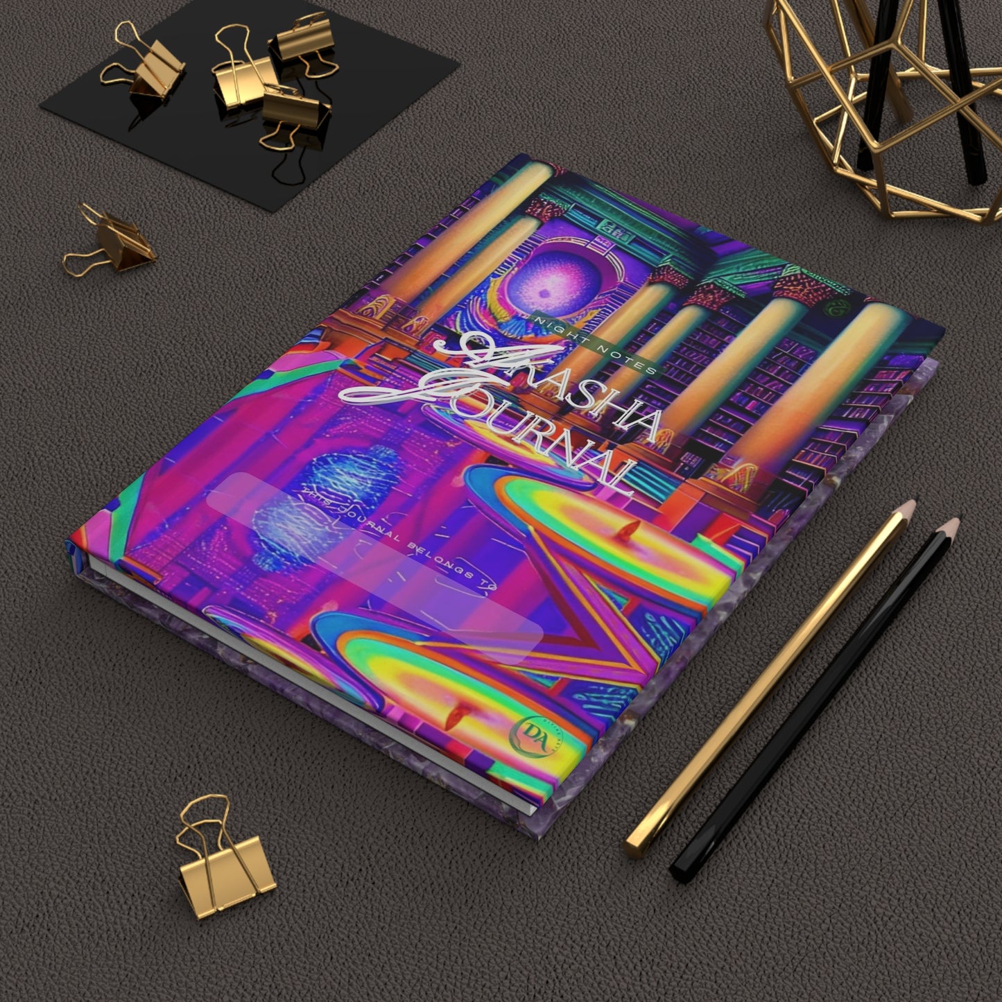 Amethyst Akasha Hardcover Journal — Crystal-Galaxy Night Notes Notebook by Divine Arts