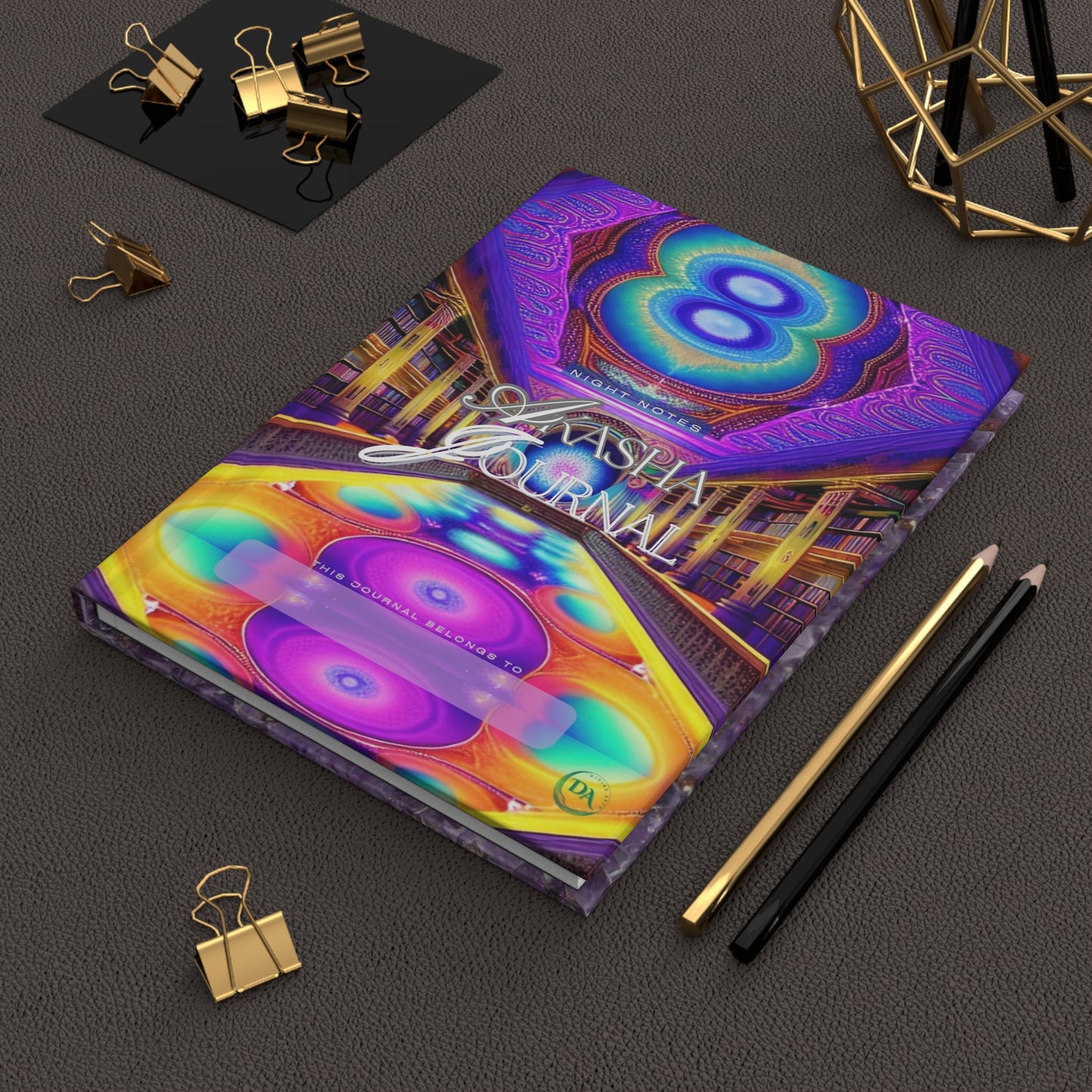 Amethyst Akasha Hardcover Journal — Crystal-Galaxy Night Notes Notebook by Divine Arts