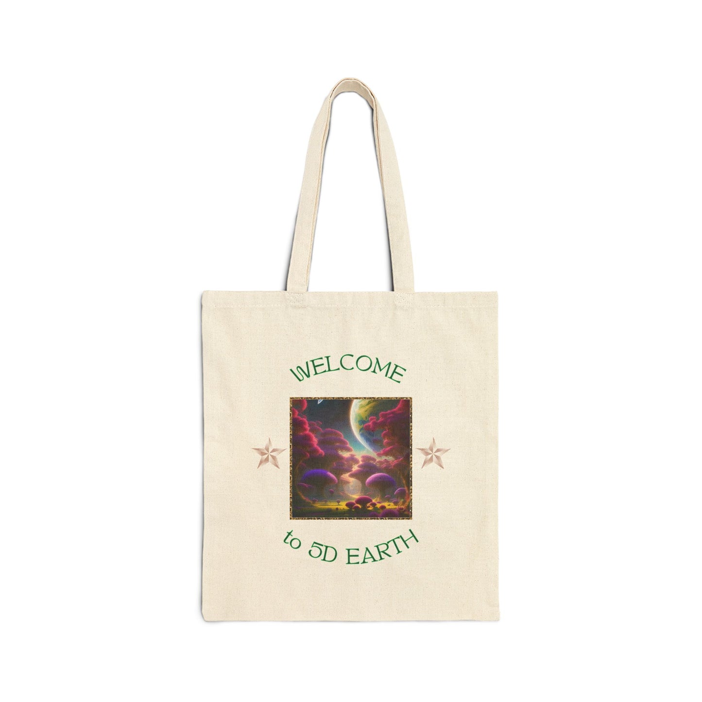 Divine Arts 100% Cotton Canvas Compact Lightweight Spiritual Fantasy Utopia Earth 5D Freedom Ascension Art Tote Bag