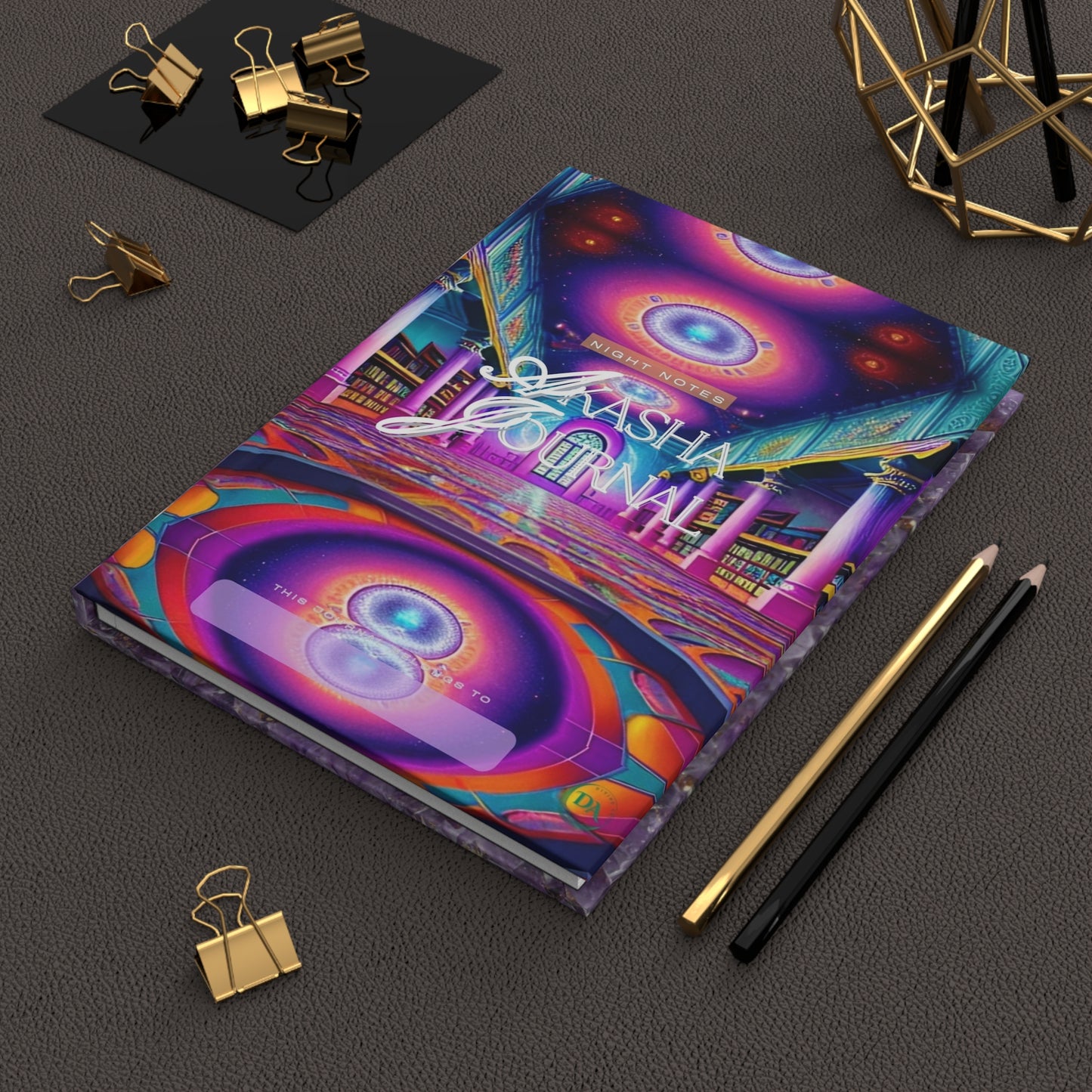 Akasha Hardcover Journal — Psychedelic Crystal Night Notes Notebook by Divine Arts