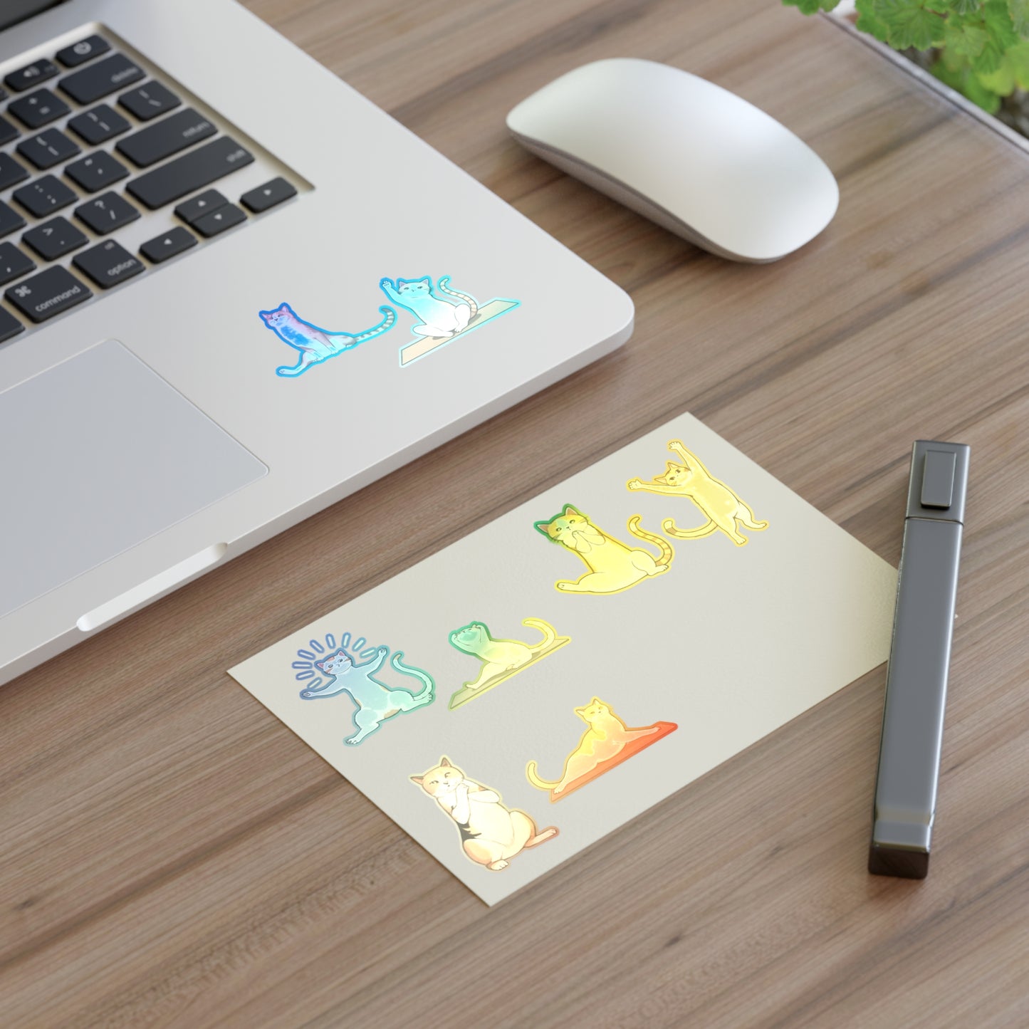 Yoga Cat Vinyl Sticker Sheet (6x4) — Cute Calico and Orange Tabby Cats Pose for Planners, Laptops, Notebooks & Stationery by Divine Art