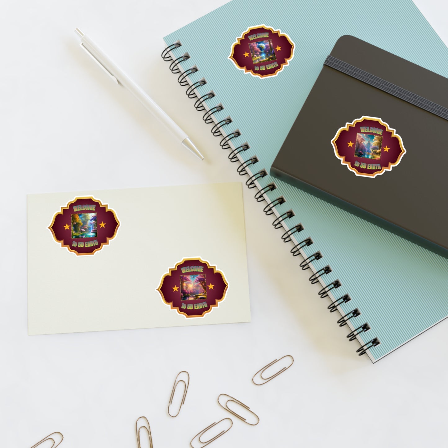 Vinyl 5D Earth Sticker Sheets (6x4) - Colorful Vibrant Scenes of 5D Earth in Crystal Ascension, Idyllic Utopian Landscapes &  Scenic Views of Nature & Purified Planet by Divine Arts